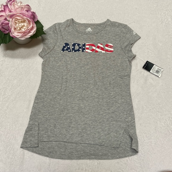 Girls ADIDAS Size M 10/12 Patriotic ADIDAS T-Shirt NWT - Picture 1 of 10